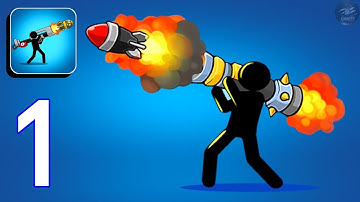 Boom Stick: Bazooka Puzzles - MAX LEVEL Gameplay Walkthrough Part 1 Game Levels 1-2 (Android,iOS)