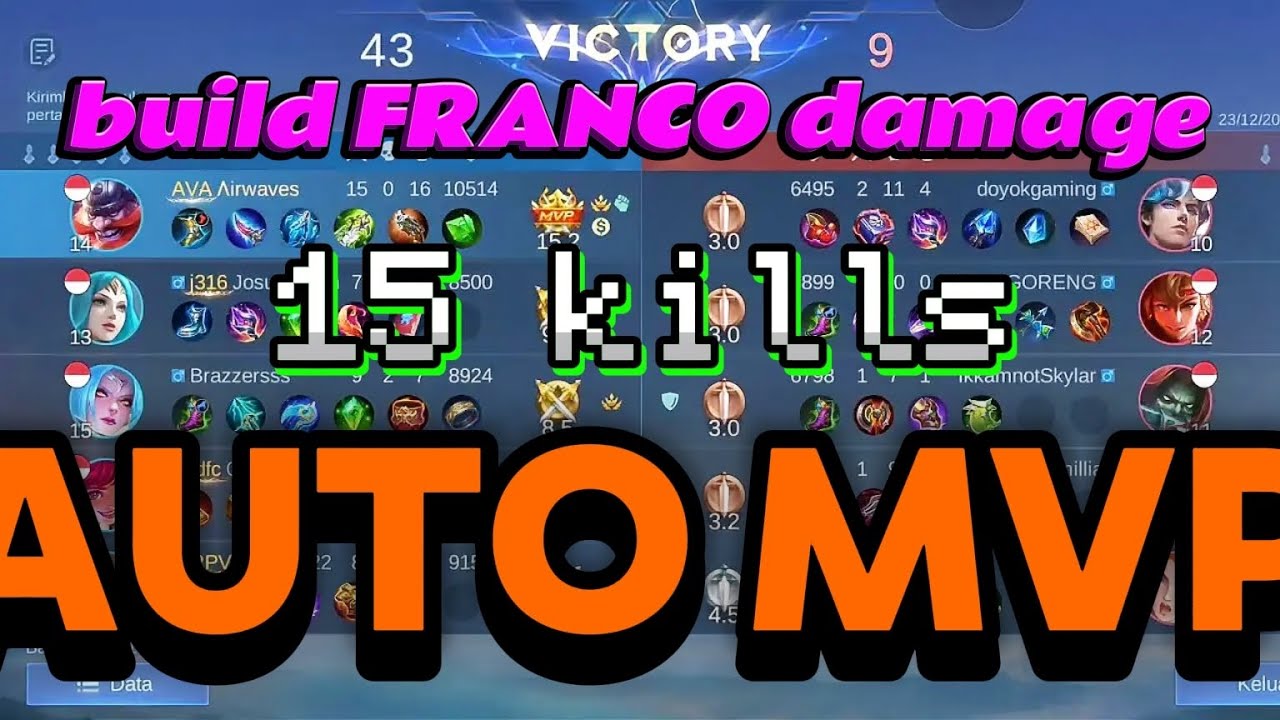 Cara main FRANCO build damage auto MVP 