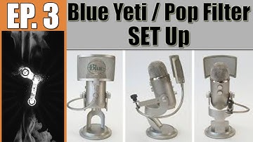 Blue Yeti with pop filter set up no drill  installation