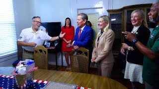Georgia Gov. Kemp visits Columbus group helping homeless vets