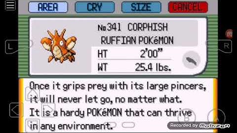 How to find Corphish in pokemon emerald, ruby and sapphire
