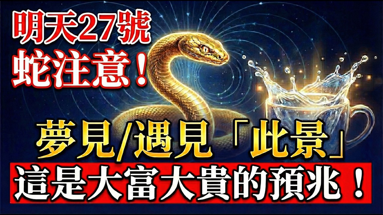 屬蛇注意！明天27號正月十一「子婿日」，若夢見或遇見「這情況」，恭喜你！這是大富大貴的預兆！#屬蛇2026運勢 #正月十一 #發財預兆 #夢境解析 #偏財運 #2026生肖蛇運勢 #風水開運 #轉運