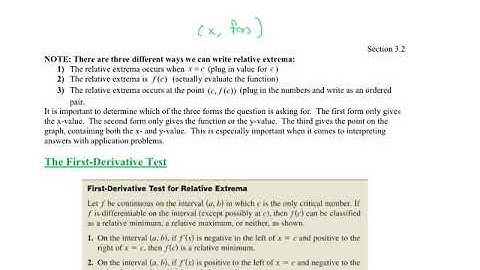 3.2 Extrema and the first derivative test (1,2)