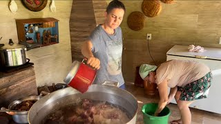 FIZEMOS a FAMOSA CARNE de LATA - um tacho de carne 🥩 Isso só aumentou a Saudades do meu amor 😭