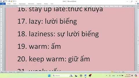 Từ vựng Unit 2 - Tiếng Anh 7 - Smart World