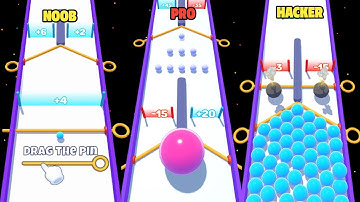 PinAndBalls Run, Level Up Balls Max Level ASMR Gameplay (Noob vs Pro vs Hacker)