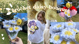 how to crochet a daisy bouquet (beginner tutorial, NO SEW!)