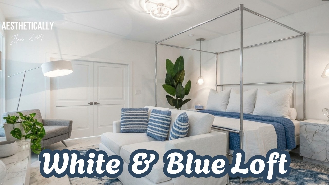 White & Blue Home Design 3D Loft Rendering (Interior Design Software ...