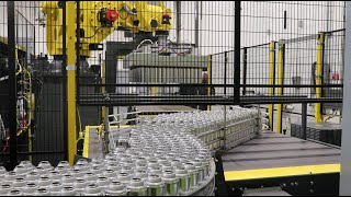 Robotic Bulk Depalletizer  Steel Aerosol Cans