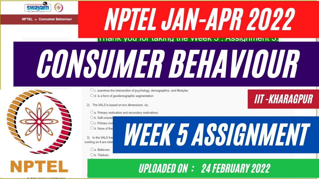 consumer behaviour nptel assignment 5