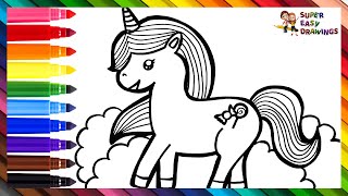 Drawing And Coloring A Cute Unicorn 🦄🌈 Drawings For Kids
