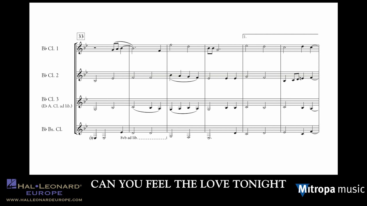 Can you feel the love tonight – arr. by Marc Jeanbourquin – for Clarinet Quartet