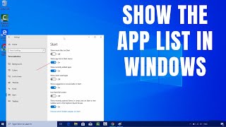 How to Show the App List in Windows 10’s Start Menu