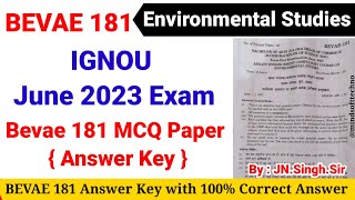 Bevae 181 Environmental Studies Question Paper Answer Key  accurate  Ignou June 2023 TEE