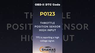 P0123 OBD DTC-II- CODE, Throttle Position Sensor Low Input: TPS reporting a low voltage signal.