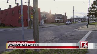 Man charged after woman doused in flammable liquid, set on fire in Kinston, police say