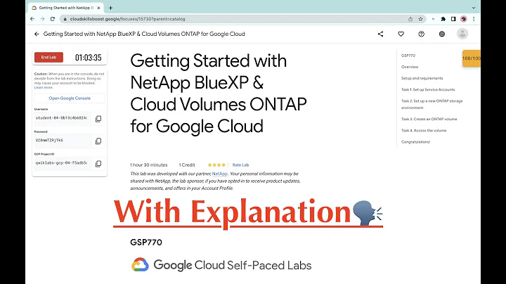 Getting Started with NetApp BlueXP & Cloud Volumes ONTAP for Google Cloud #GSP770 #qwiklabs #arcade