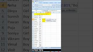 countif formula II Excel Trick & Tips #short #ytshorts  #youtubeshorts     #youtubevideo   #viral