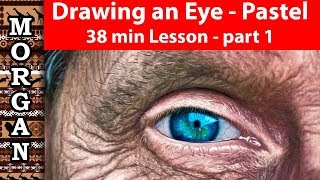 Drawing an eye (portrait) with pastel pencils and soft pastels - realistic screenshot 4