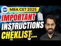Important Instructions for MBA CET 2025 | Checklist | Must watch Video | #crossq