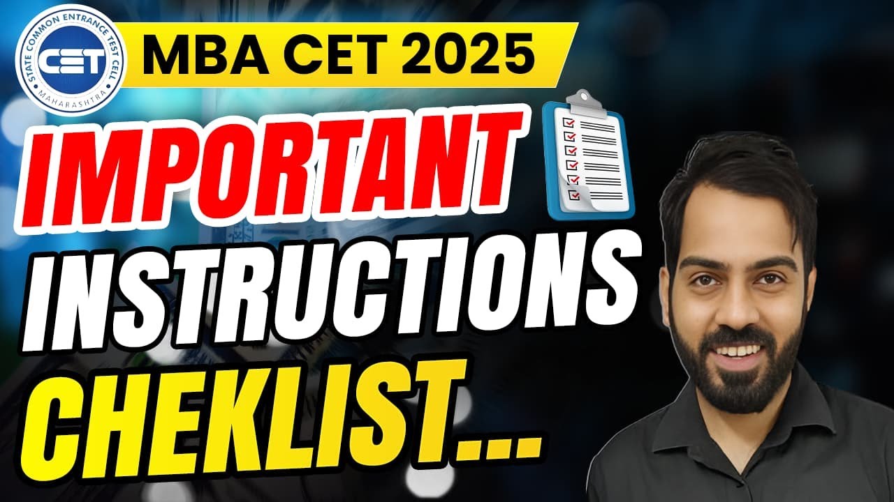 Important Instructions for MBA CET 2025 | Checklist | Must watch Video | 