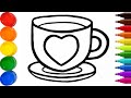 Como Dibujar y Colorear Taza de Arco Iris - Dibujos Para Niños - Learn Colors / FunKeep Art