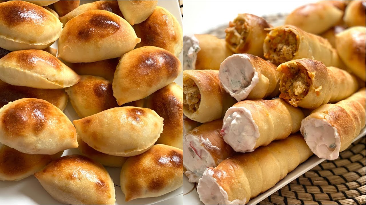 فطاير دجاج بعجينة العشر دقائق بحشوه لذيذة وسريعه مع أقماع الجبنه بمكونات بسيطه