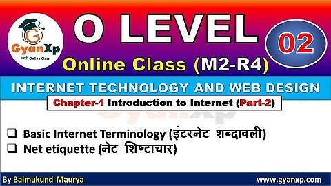 Internet Technology and Web Design | Chapter 1(Part-2) | O Level | Hindi/English | GyanXp