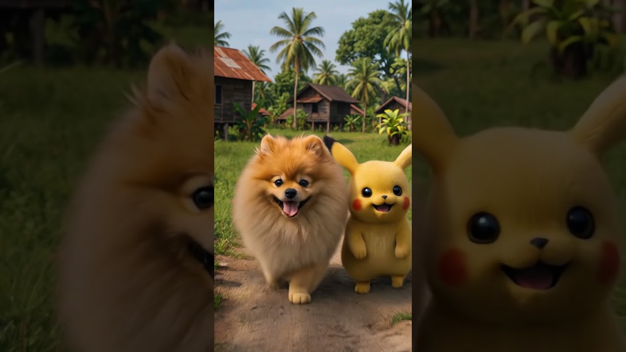 Pikachu just met his new fluffy friend ⚡🐶