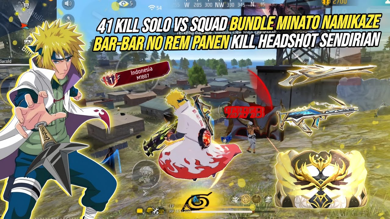 41 KILL SOLO VS  SQUAD BUNDLE MINATO NAMIKAZE TERBARU !!! BAR-BAR NO REM PANEN KILL HEADSHOT 🔥🔥🔥