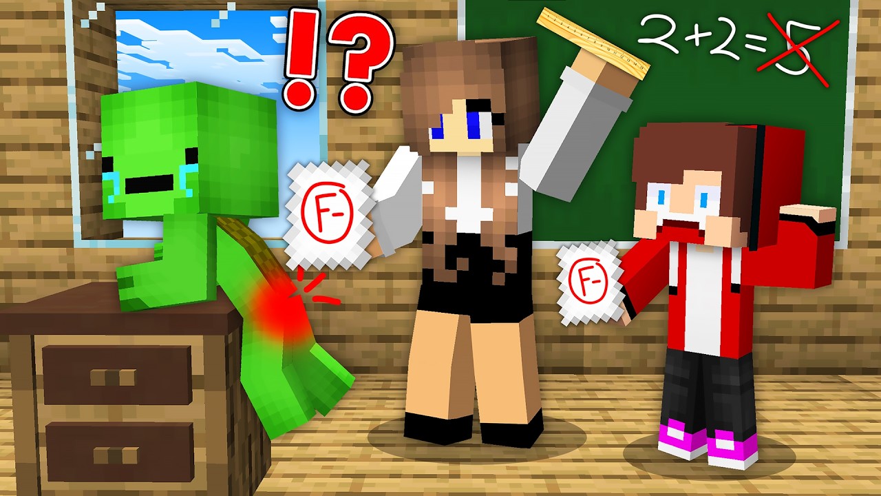 Sad Story of Baby Mikey and JJ in SCHOOL with a TEACHER in Minecraft - Maizen