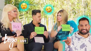 Let's Play A Love Game w/ Drag Race's Derrick Barry & Partners Nick & McKenzie | Logo Live