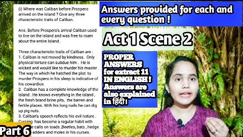 The Tempest : Act 1 Scene 2 , workbook Answers - part 6 (Extract 11 )