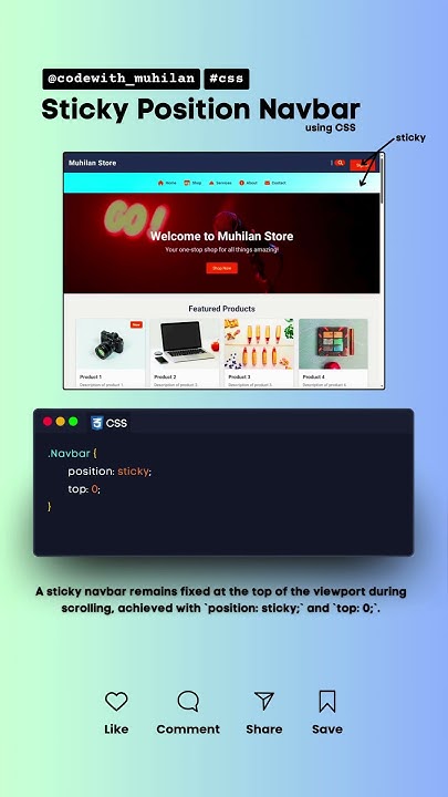 Sticky Position Navbar #css #coding #navbar #Website #frontenddeveloper ...