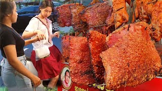 : Cambodian Street Food - Very Popular Roast Pork Belly, Chopped Meat & Roasted Ducks