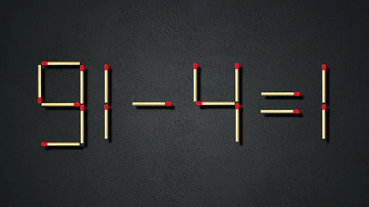 Move only 1 stick to fix the equation | Matchstick puzzle 91-4=1