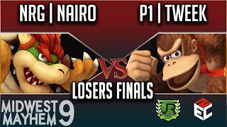 Midwest Mayhem 9 LOSERS FINALS - NRG | Nairo (Bowser, ZSS) vs P1 | Tweek (Donkey Kong, Cloud)