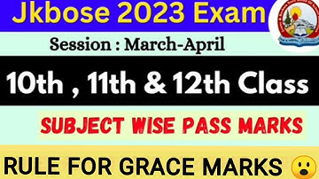 JKBOSE 2023 Subject wise Pass Marks for 10th,11th & 12th Class - Rules for Grace or Statue Mark.