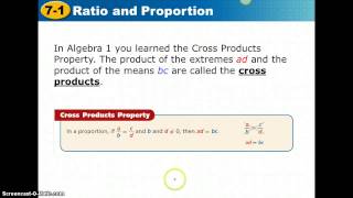 7-1 Ratio and Proportion Video Notes