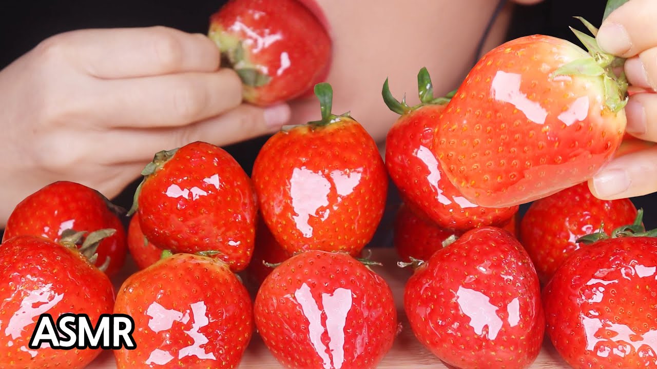 ASMR Tanghulu🍓 왕딸기 탕후루 리얼사운드 먹방 🍓Candied fruits Strawberry  Eating Sounds Mukbang