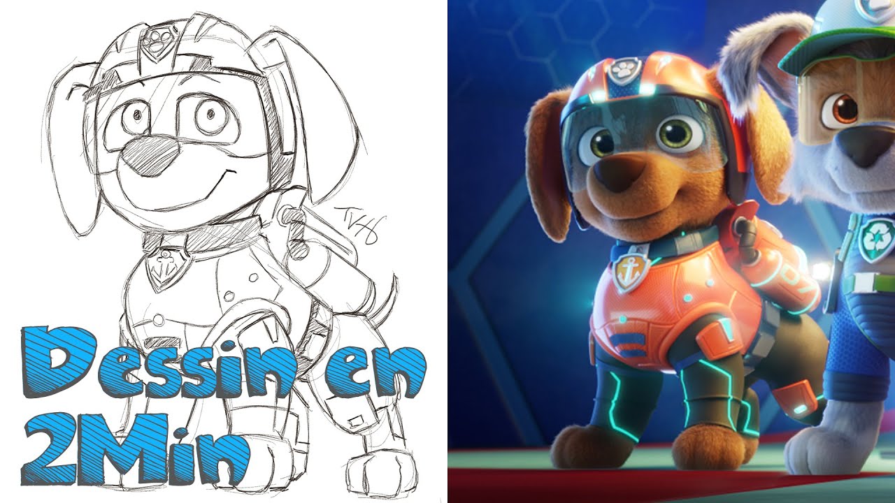 Dessin en 2min: Zuma - La Pat Patrouille Le Film - Paw Patrol The Movie 