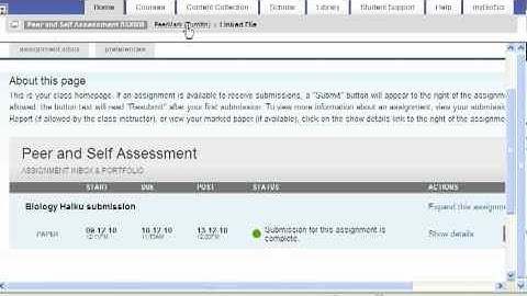 Submission of work to PeerMark assessment in Blackboard using Turnitin