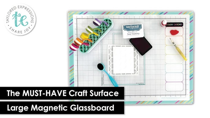  GLASSBOARD STUDIO True White Glass Craft Mat (9x12in) -  Magnetic, Heat & Scratch Resistant, Stain-Proof for Crafting, Cutting,  Painting, Mixed Media Artwork - Grid & Angle Lines, Non-Slip Feet : Arts