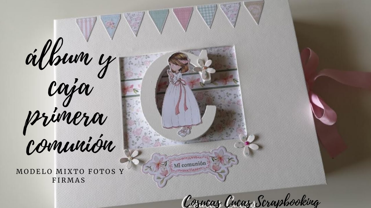 Album Scrapbook comunión mixto fotos y firmas. Y caja a juego 💒