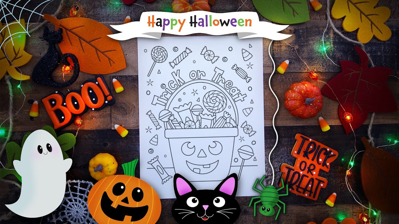 Happy Halloween Coloring Pages For Kids Halloween Coloring Video Halloween Candy Youtube