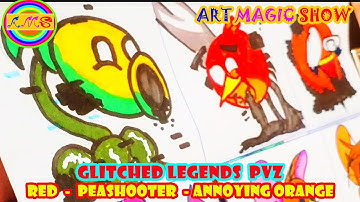 Drawing FNF - Glitched Legends [Learn with Pibby] PVZ / Red / Peashooter / Annoying Orange #001