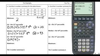 103x Statistics LHS Find 5 Number Summary