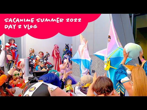 genshin impact meetup, broken escalator & dancefloor | sacanime summer 2022 day 2 | cosplay vlog