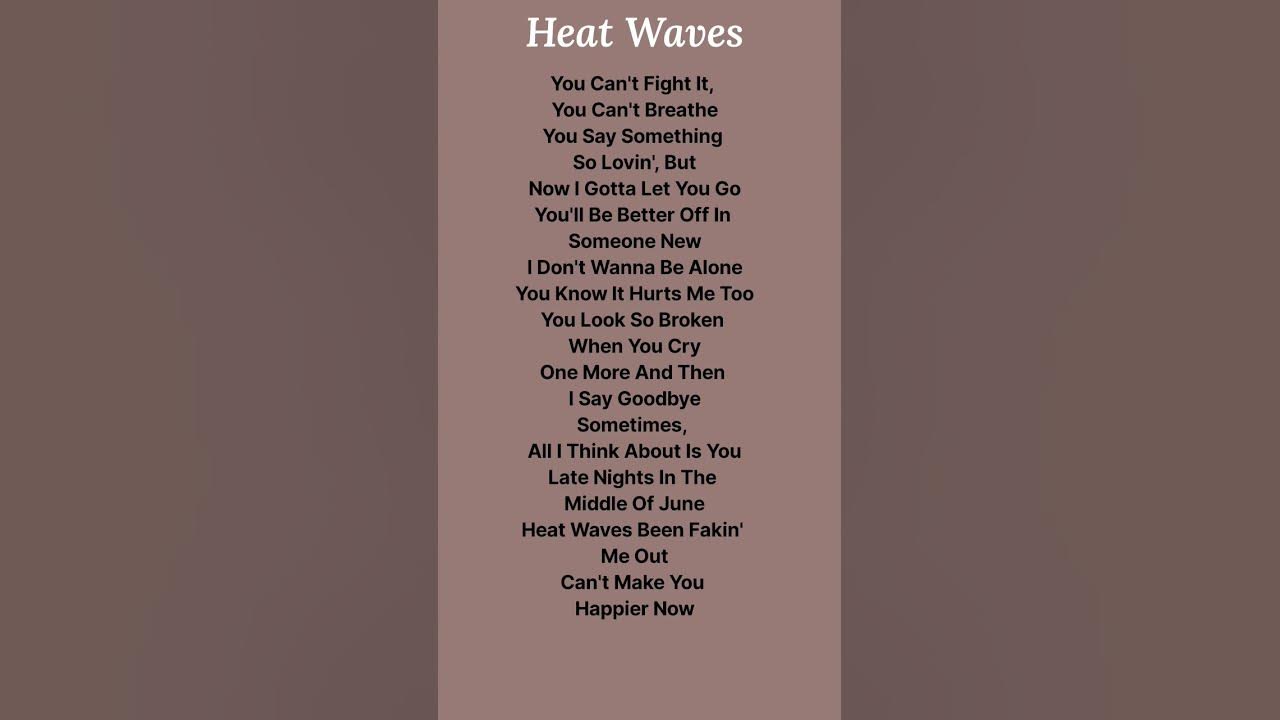 Heat Waves Lyrics #shorts #lyrics #heatwaves #glassanimals