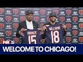 Caleb williams rome odunze speak at halas hall after arriving in chicago